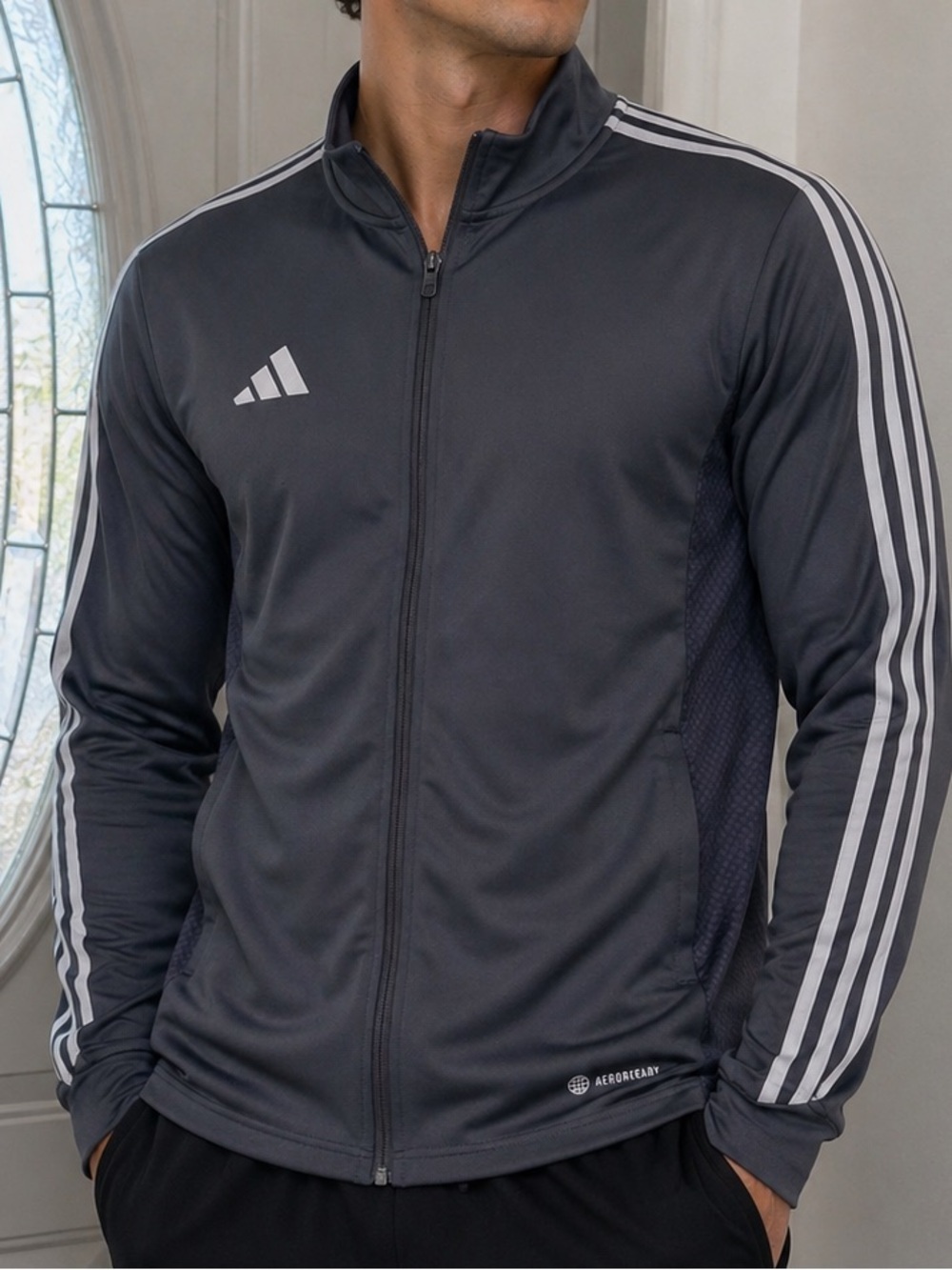 Adidas AeroReady Gray Full Zip Track Jacket – Size Small